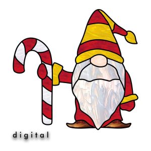 Christmas Gnome With Candy Stained Glass Pattern