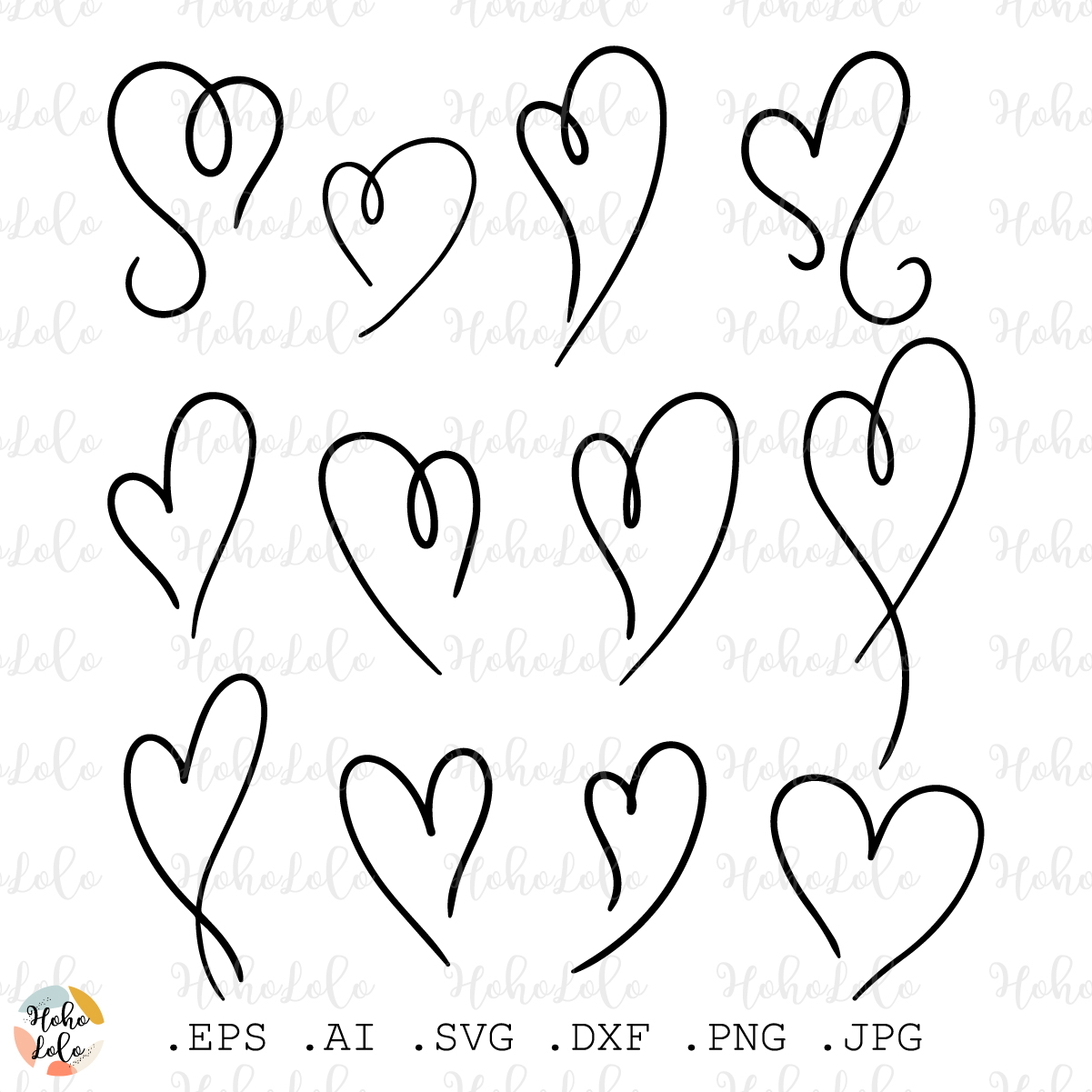Sketched Hearts Svg, Hearts Svg, Love Heart Svg, Heart Outline Svg