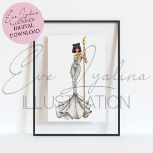 Sailor Saturn - inspired fashion illustration. Halloween print
