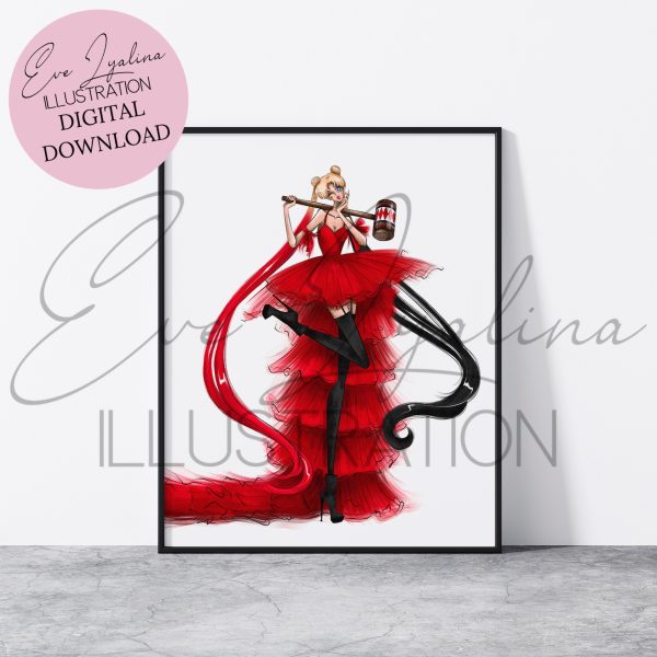 Sailor Moon - inspired fashion illustration. Halloween print