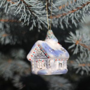 Porcelain toy house for Christmas tree | Handmade toys