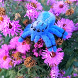 Blue tarantula Felted toy Wool spider Halloween decor