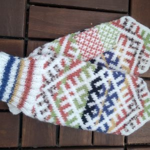 Women's hand-knitted wool mittens