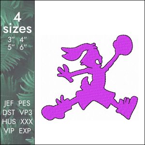 Air Jordan Bunny Embroidery Design, cartoon logo file DST, 4 size