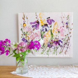 pink flowers painting