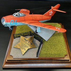 Scale model of aircraft MiG-17F | Diorama in acrylic case | Miniature diorama