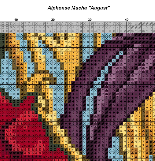 Alphonse Mucha August Art Nouveau 2 Enjoy Cross Stitch