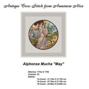 Alphonse Mucha May Cross Stitch Pattern PDF Art Nouveau