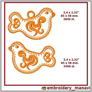Casa 896 In the hoop tree toy bird machine embroidery design.