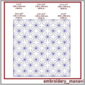Quilt block 4 machine embroidery designs. Instant download.