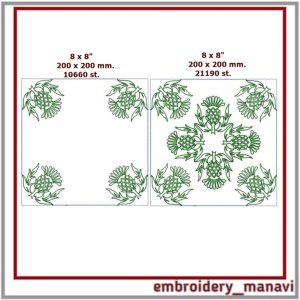 Quilt block 7 machine embroidery designs. Instant download.