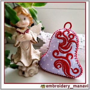 Inicio 1007 In the hoop tree toy bell machine embroidery design.