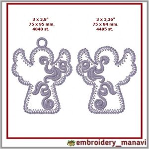 Home 919 In the hoop tree toy angel machine embroidery design.
