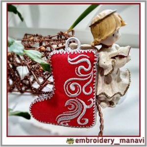In the hoop Christmas toy boot machine embroidery design.