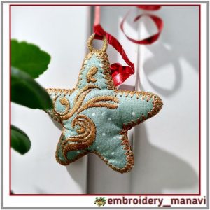 Inicio 1060 In the hoop tree toy star machine embroidery design.