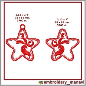 Inicio 1061 In the hoop tree toy star machine embroidery design.