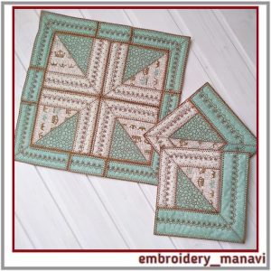 In the hoop Patchwork, Quilting block embroidery design.