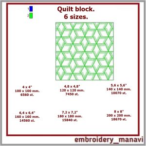 Quilt block 9 machine embroidery designs. Instant download.