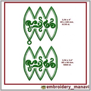 In the hoop tree toy ball 2 parts machine embroidery design.