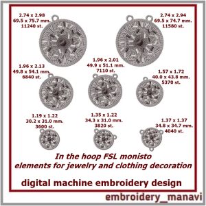 In the hoop FSL embroidery elements for jewelry decor clothes