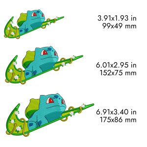 Nike Bulbasaur Embroidery Design, pokemon anime, 3 sizes