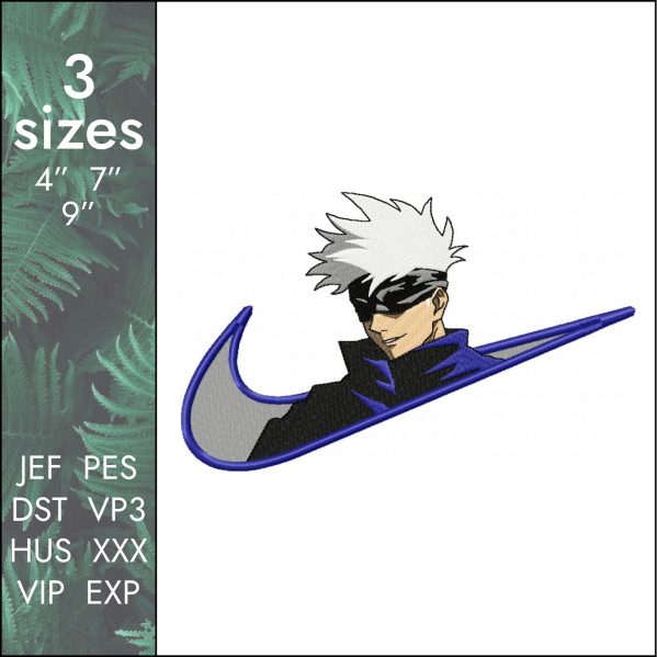 Nike Gojo Embroidery Design, Satoru Jujutsu anime, 3 sizes