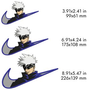 Nike Gojo Embroidery Design, Satoru Jujutsu anime, 3 sizes