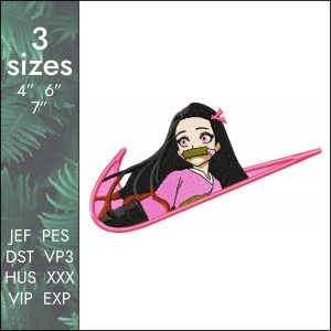 Nike Nezuko Embroidery Design, Kamado Demon Slayer, 3 sizes