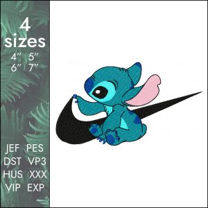 Nike Stitch Embroidery Design, Lilo cartoon file pes dst, 4 sizes