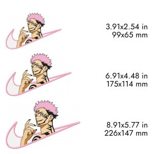 Nike Sukuna Embroidery Design, Jujutsu anime, 3 sizes