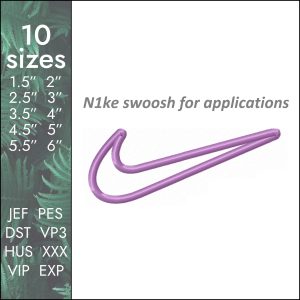Nike application Embroidery Design, applique, 10 sizes DST PES