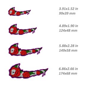 Nike Embroidery Design, rose skull swoosh file PES DST, 4 sizes