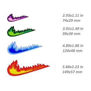 Nike fireline Embroidery Design, fire swoosh file PES DST, 4 size