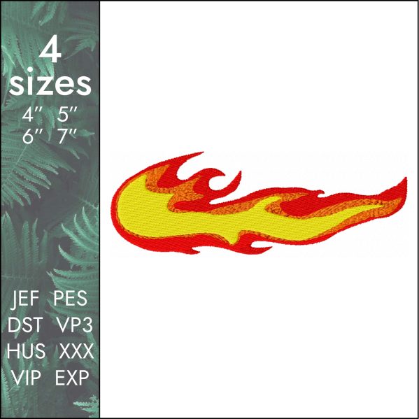 Nike fireball Embroidery Design, burning swoosh download, 4 sizes