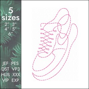 Nike sneakers Embroidery Design, one line shoe DST PES, 5 sizes