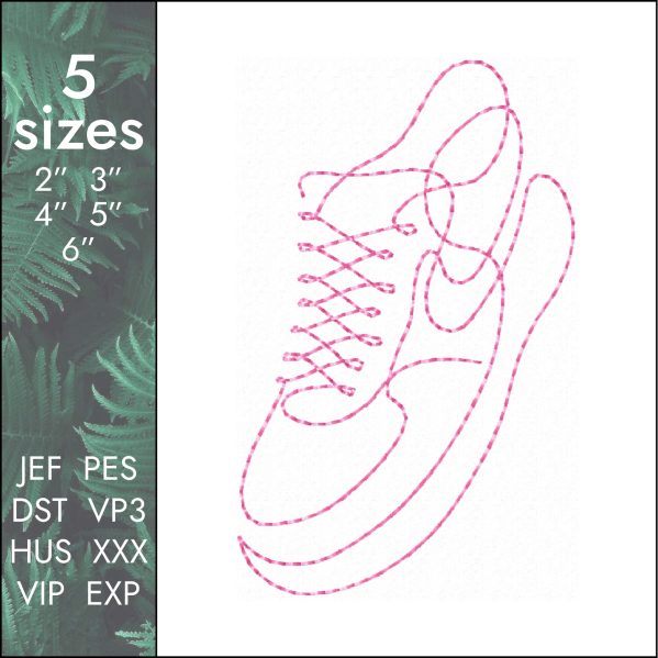 Nike sneakers Embroidery Design, one line shoe DST PES, 5 sizes