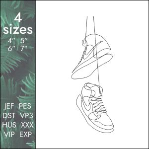 Nike shoes Embroidery Design, one line air force dst pes, 4 sizes