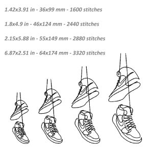 Nike shoes Embroidery Design, one line air force dst pes, 4 sizes