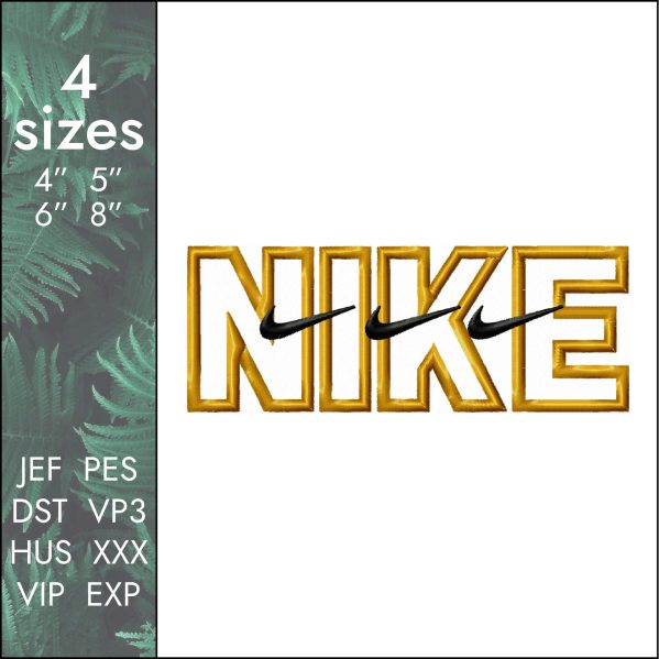Nike Embroidery Design, swooshes machine files DST PES, 4 sizes