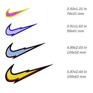 Nike thunder Embroidery Design, swoosh logo file DST PES, 4 sizes
