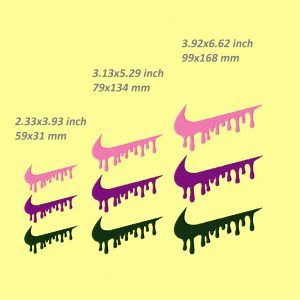 Dripping Nike Embroidery Design, custom swoosh file, 7 sizes DST