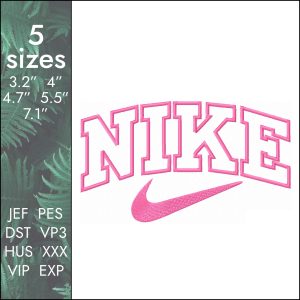 Nike Embroidery Design, vintage classic logo file DST PES, 5 size