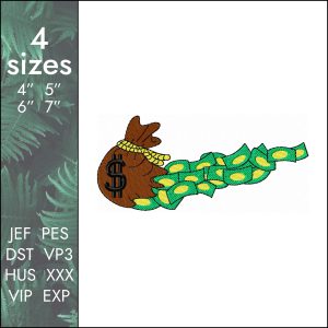 Nike dollar Embroidery Design, money bag swoosh DST PES, 4 sizes