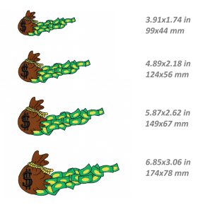 Nike dollar Embroidery Design, money bag swoosh DST PES, 4 sizes
