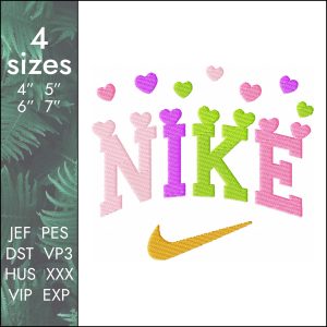Nike hearts Embroidery Design, love swoosh, 4 sizes