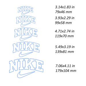 Nike one line Embroidery Design, simple logo file DST PES, 4 size