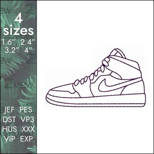 Nike sneaker Embroidery Design, one line air force DST, 4 sizes