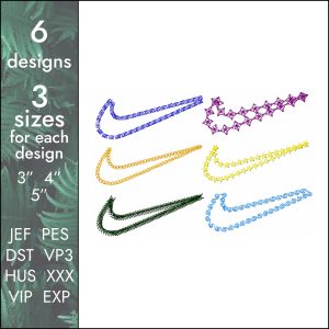 Nike contour pack Embroidery Designs, 6 designs, 3 sizes