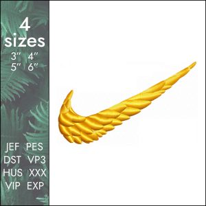 Nike wing Embroidery Design, Kyrie NBA swoosh file DST PES, size