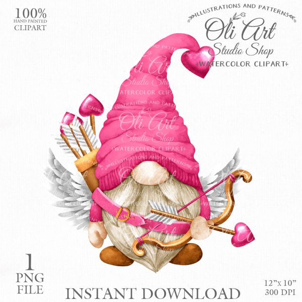 Valentine’s Day, Red cupid, Gnome PNG clipart, love clipart